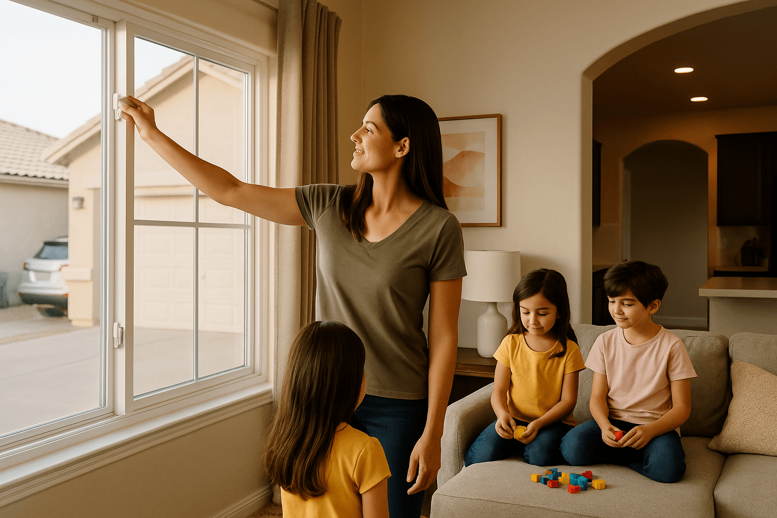 Technician checking a smoke detector in a modern home